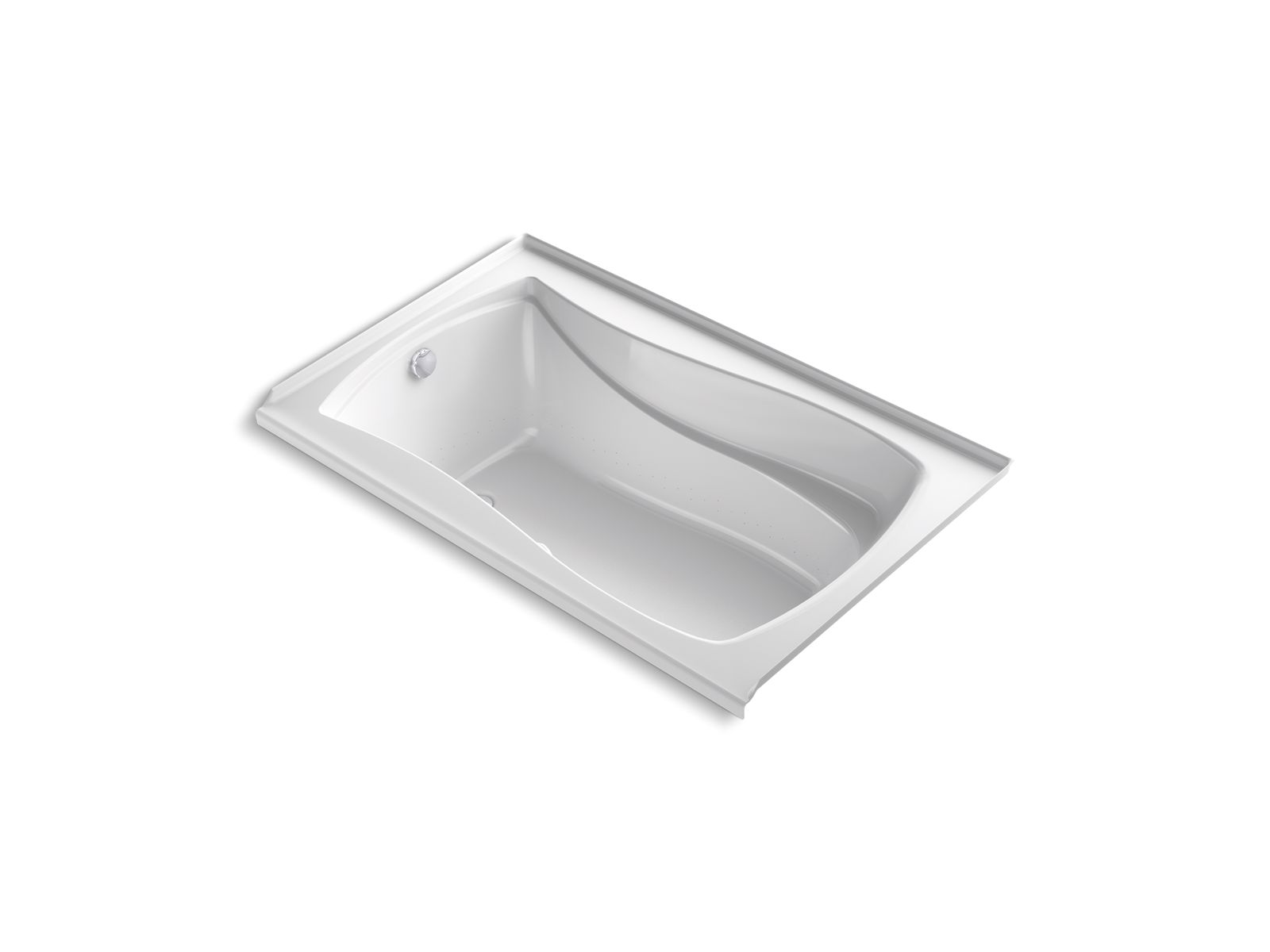 Mariposa® 60" x 36" alcove BubbleMassage™ air bath with Bask® heated surface, integral flange, and left-hand drain