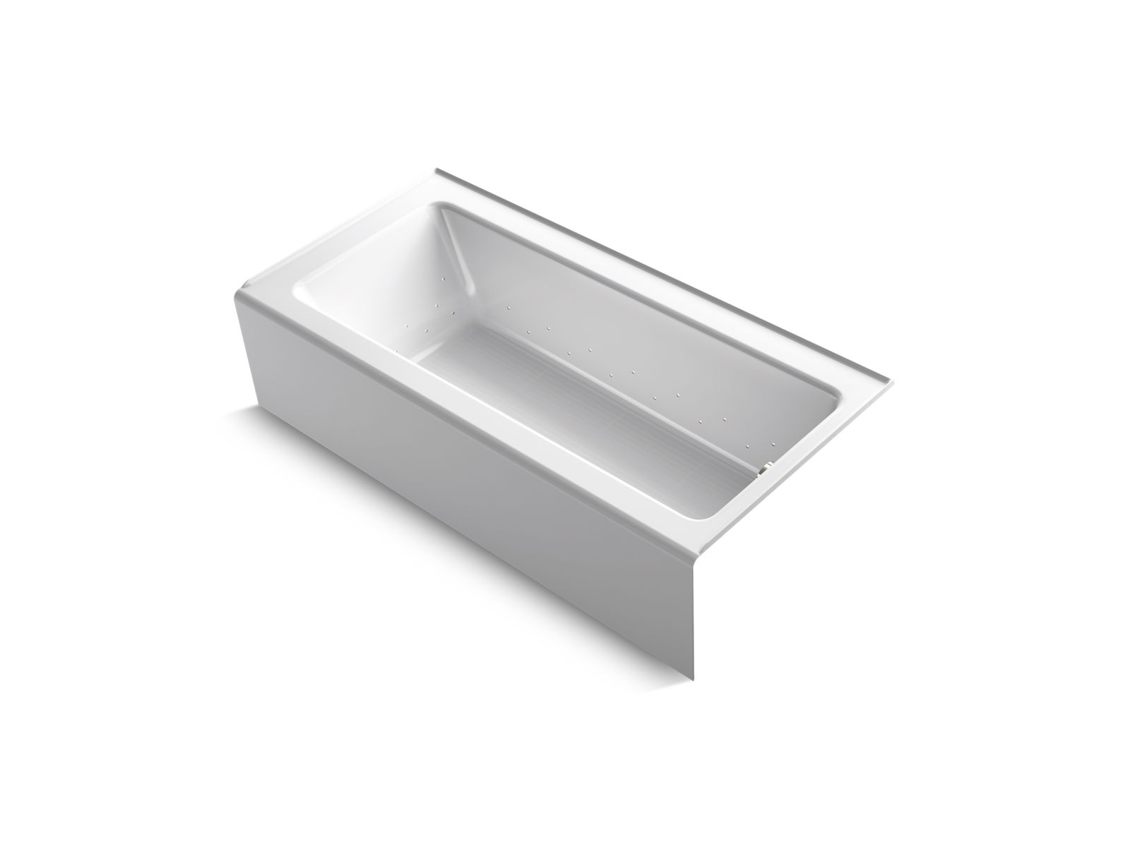Bellwether® 66" x 32" alcove BubbleMassage™ air bath with integral apron, Vibrant Brushed Nickel airjet trim, right-hand drain and heater