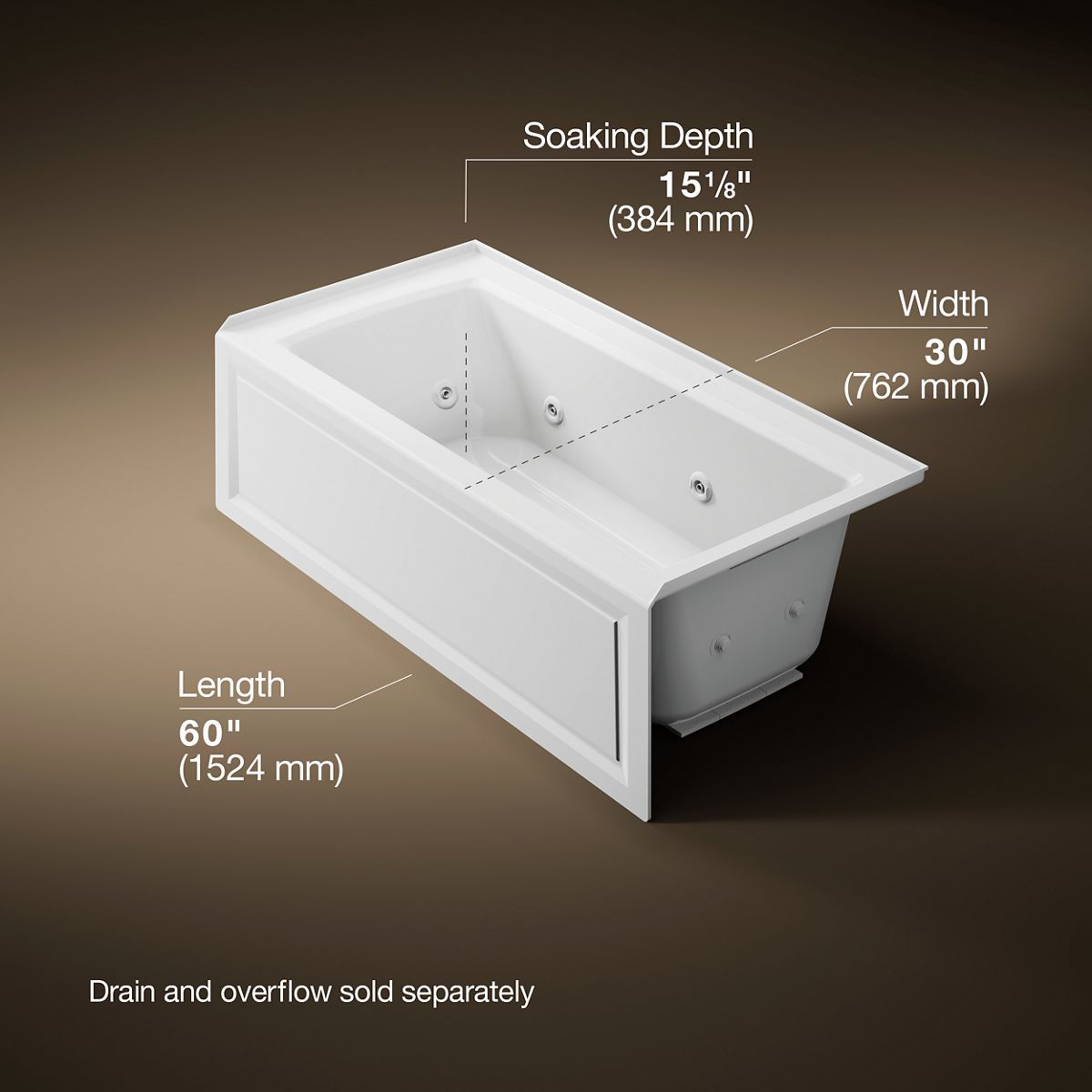 8777-archer-60-x-30-alcove-heated-whirlpool-bath-right-drain-16.jpg Archer® 60" x 30" alcove heated whirlpool bath, right drain