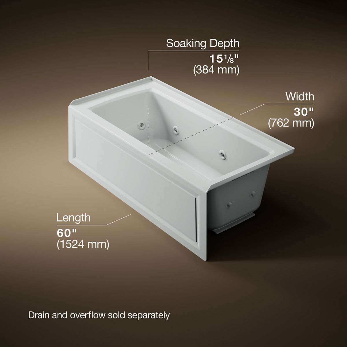 8777-archer-60-x-30-alcove-heated-whirlpool-bath-right-drain-18.jpg Archer® 60" x 30" alcove heated whirlpool bath, right drain