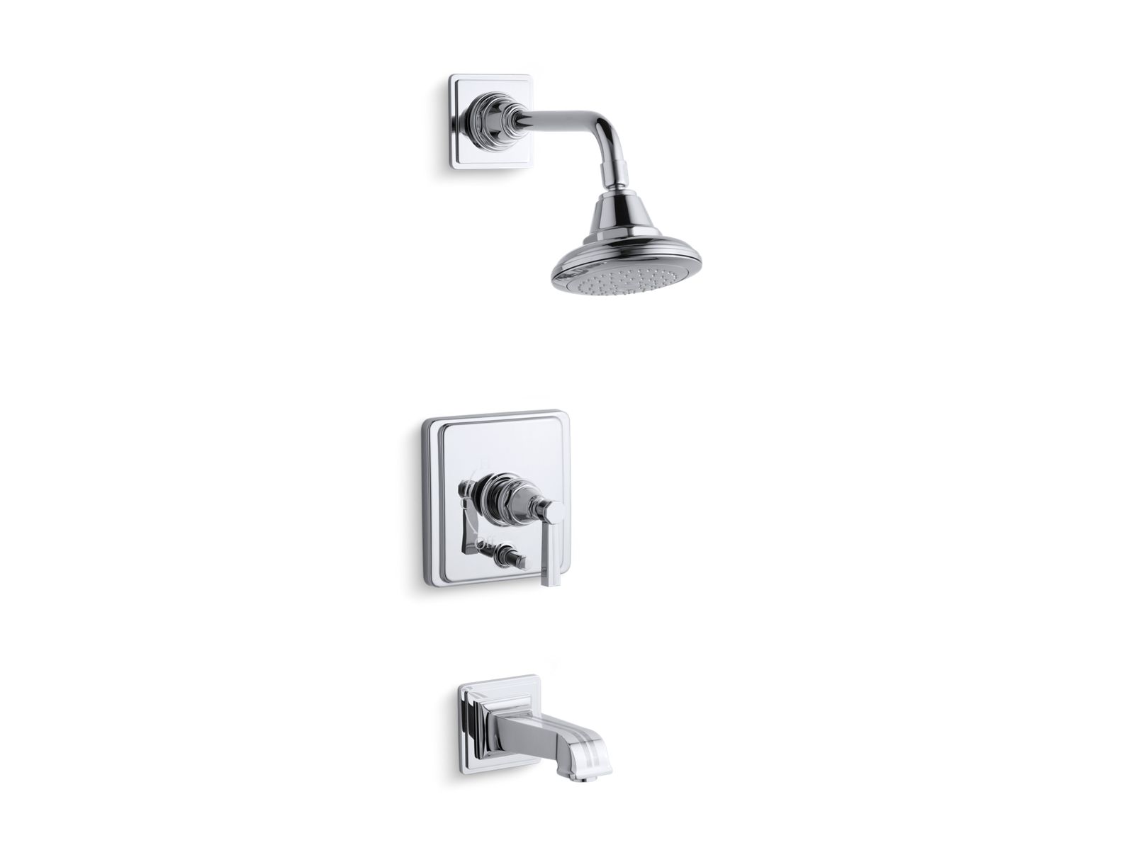 Pinstripe® Rite-Temp® pressure-balancing bath and shower faucet trim with lever handle, valve not included