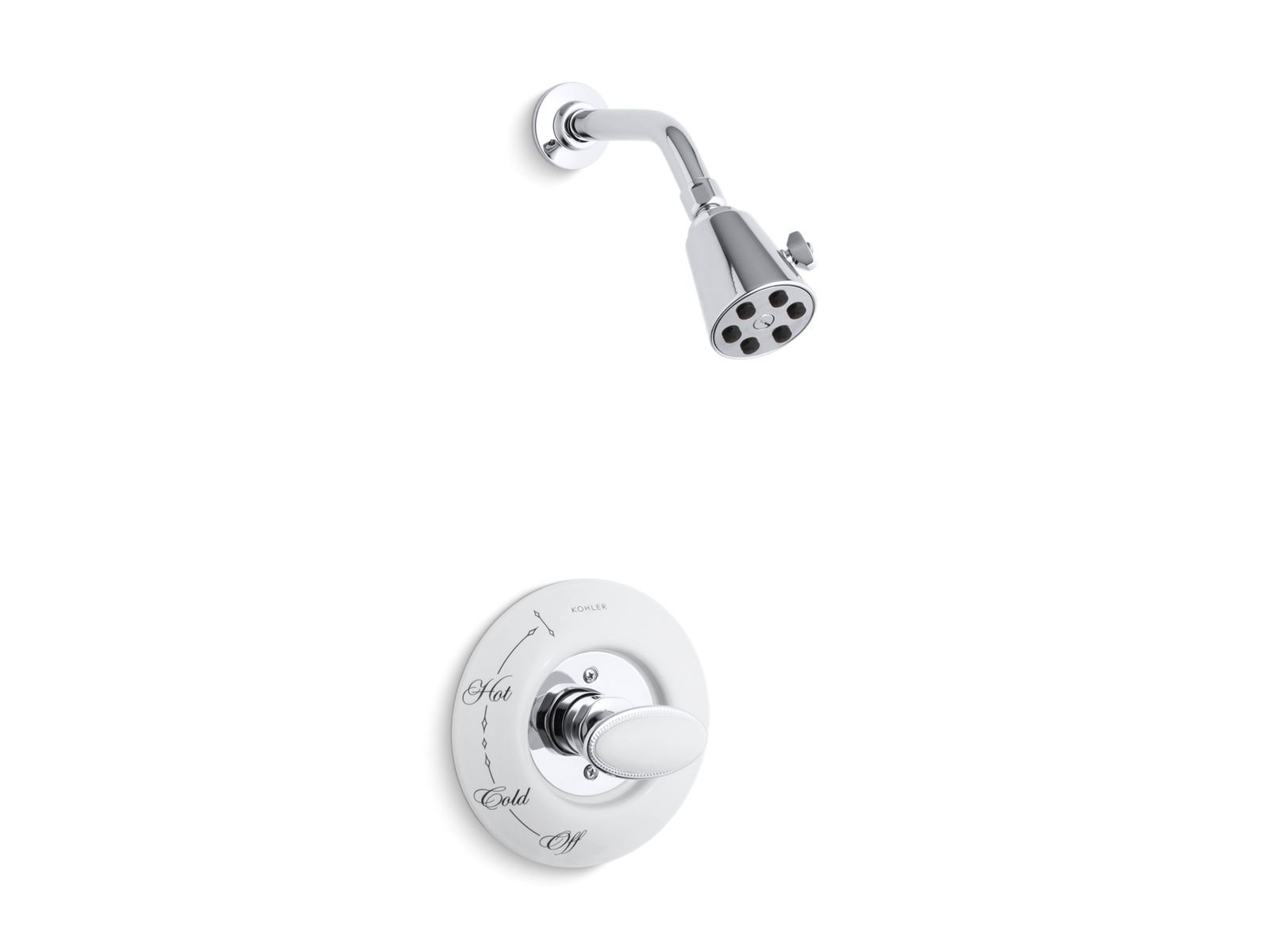 Antique Rite-Temp® shower valve trim with oval handle and 2.5 gpm showerhead