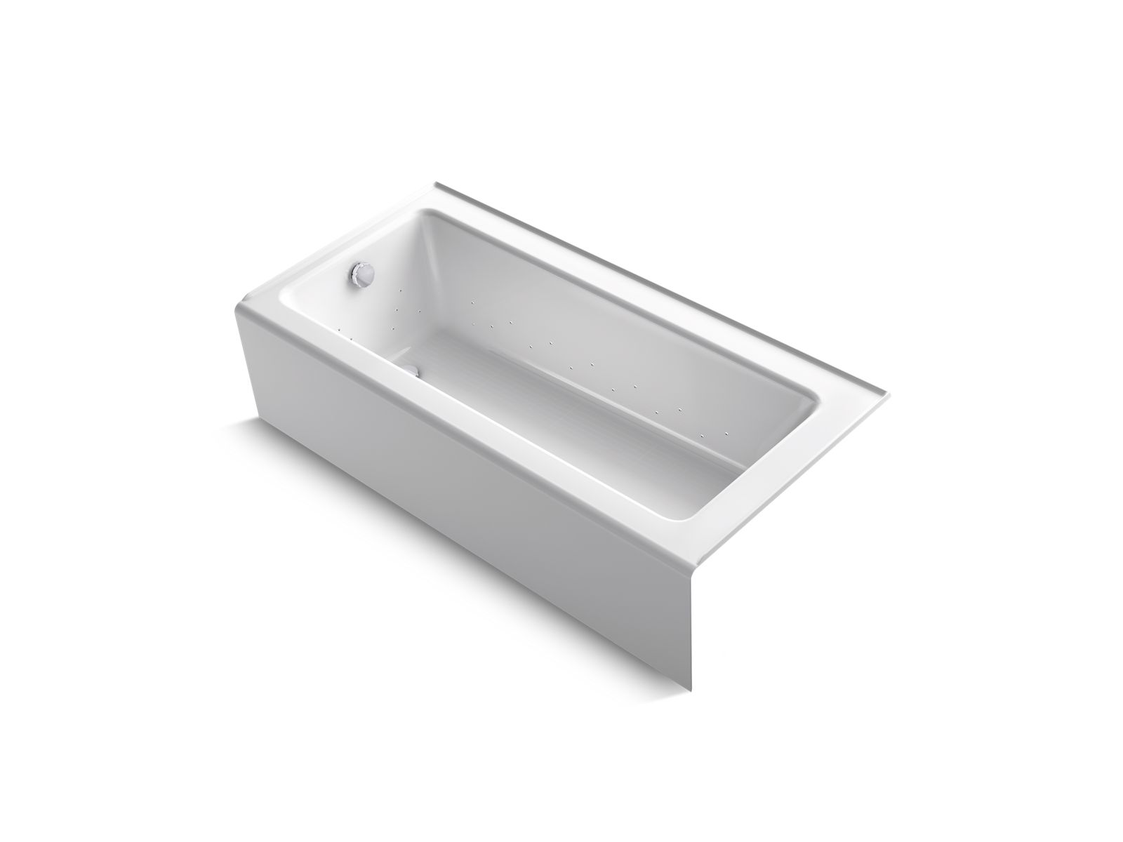 Bellwether® 66" x 32" alcove BubbleMassage™ air bath with integral apron, Polished Chrome airjet trim, left-hand drain with heater