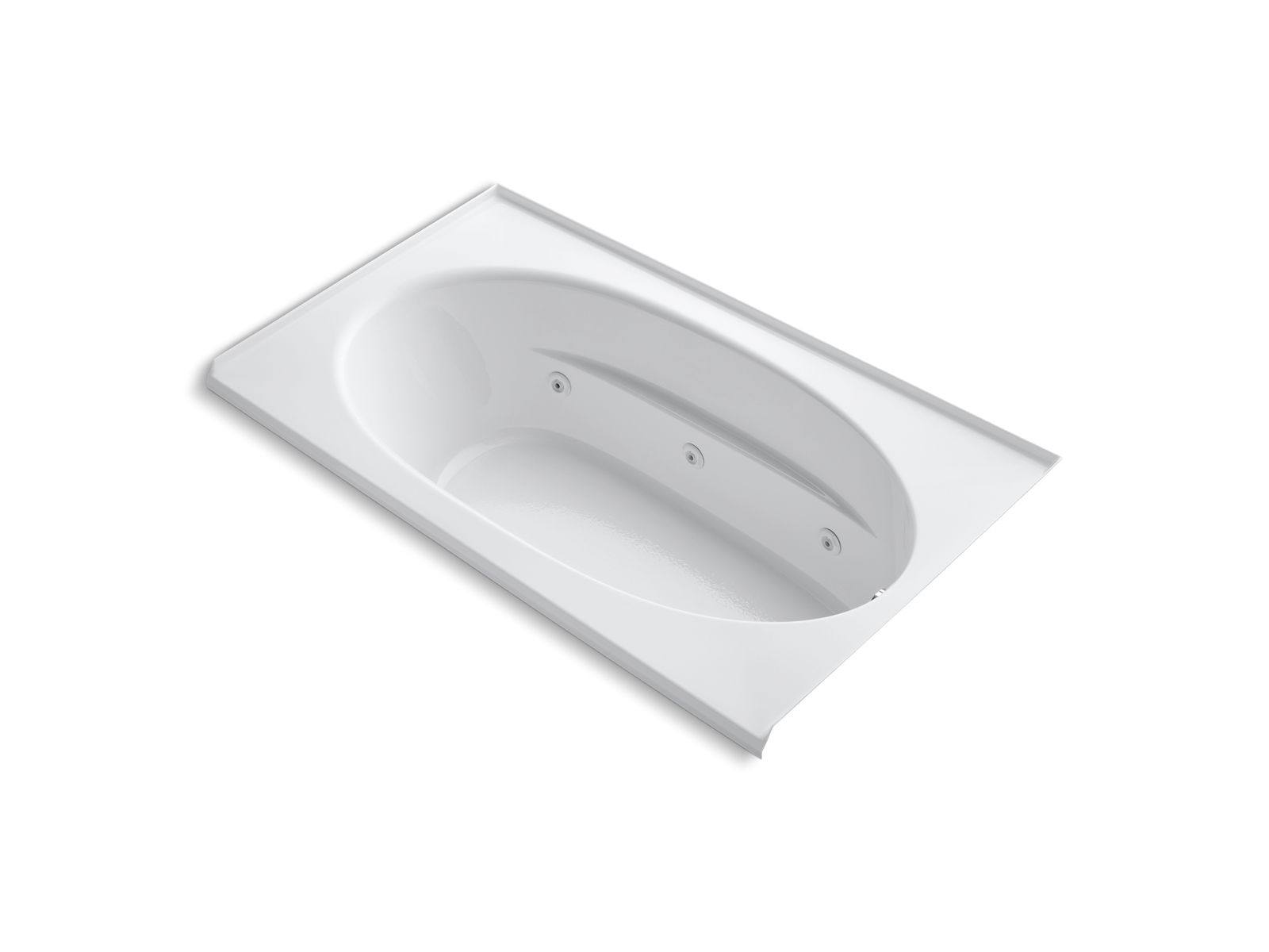 Windward® 72" x 42" alcove whirlpool bath with integral flange, right-hand drain and heater
