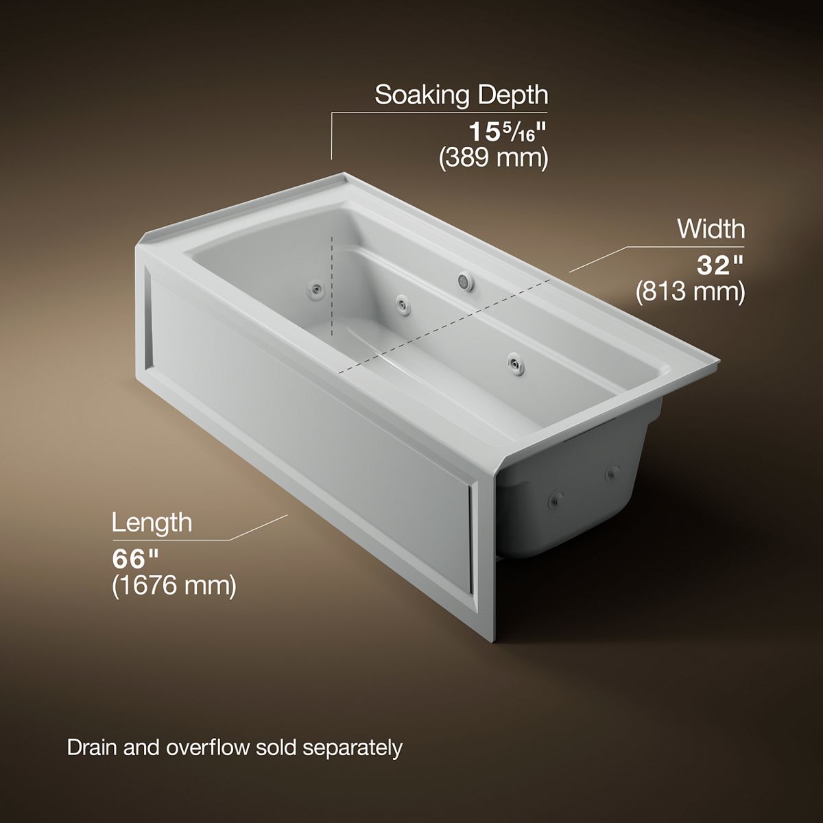 9706-archer-66-x-32-alcove-whirlpool-bath-with-bask-heated-surface-right-drain-17.jpg Archer® 66" x 32" alcove whirlpool bath with Bask® heated surface, right drain
