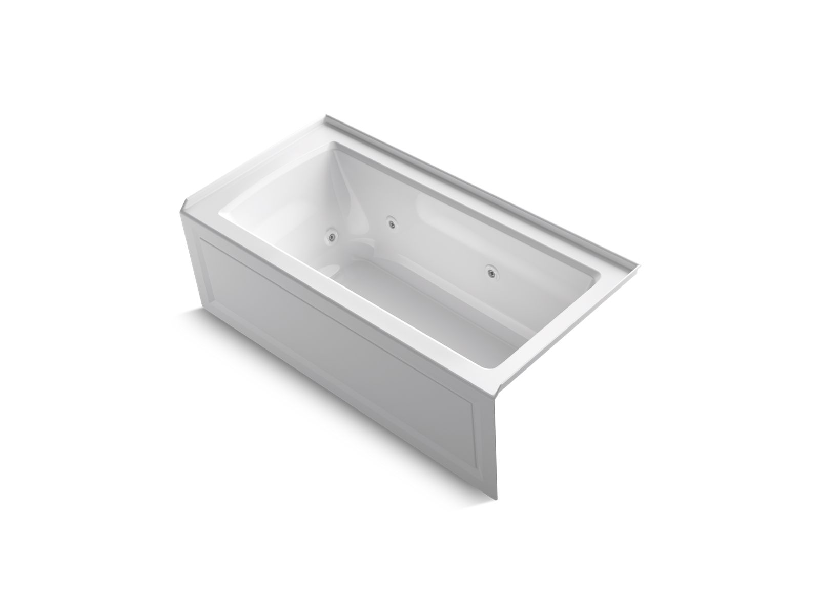 Archer® 60" x 30" three-side integral flange whirlpool bath with right-hand drain, heater and Comfort Depth® design