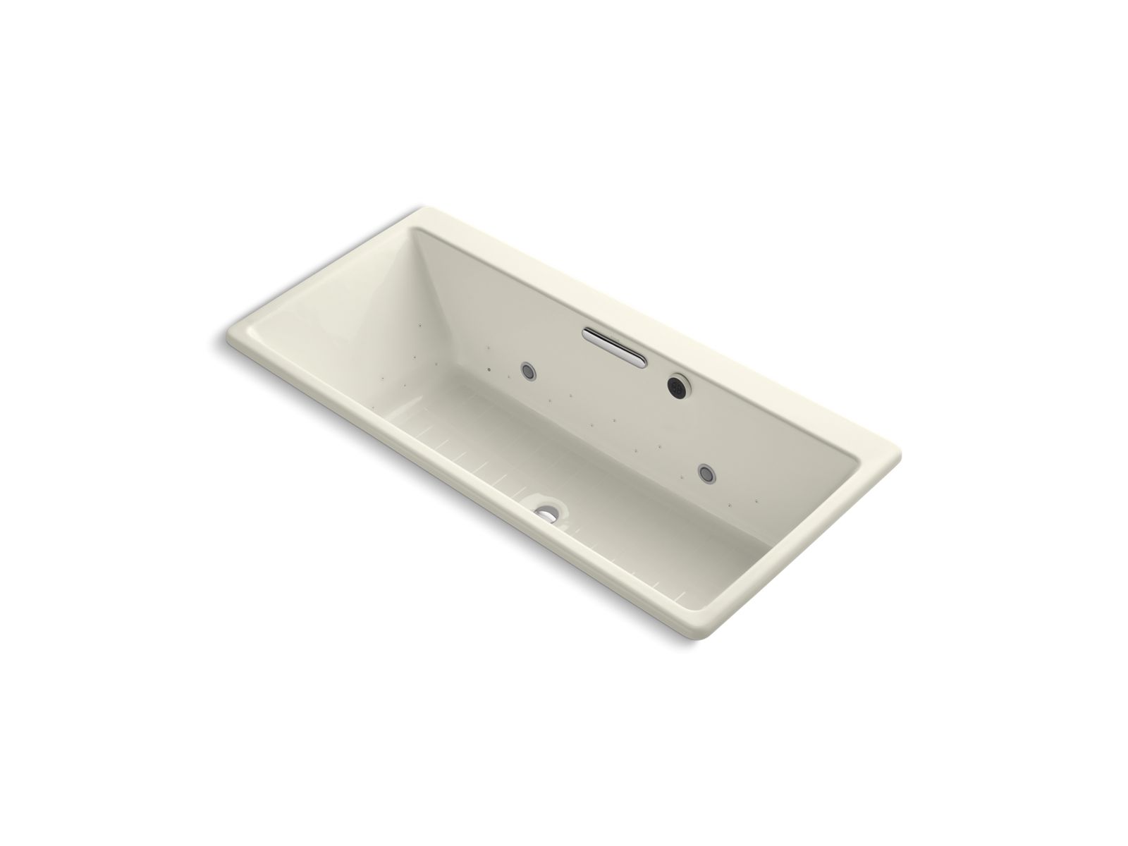 Rêve® 66-15/16" x 31-1/2" drop-in BubbleMassage™ air bath with chromatherapy and Biscuit airjet finish