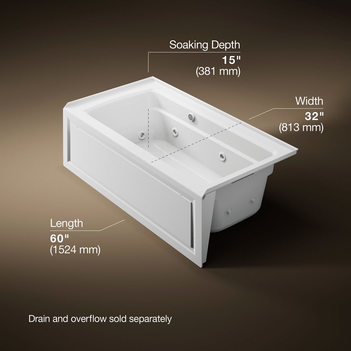 9855-archer-60-x-32-alcove-whirlpool-bath-with-bask-heated-surface-right-drain-16.jpg Archer® 60" x 32" alcove whirlpool bath with Bask® heated surface, right drain