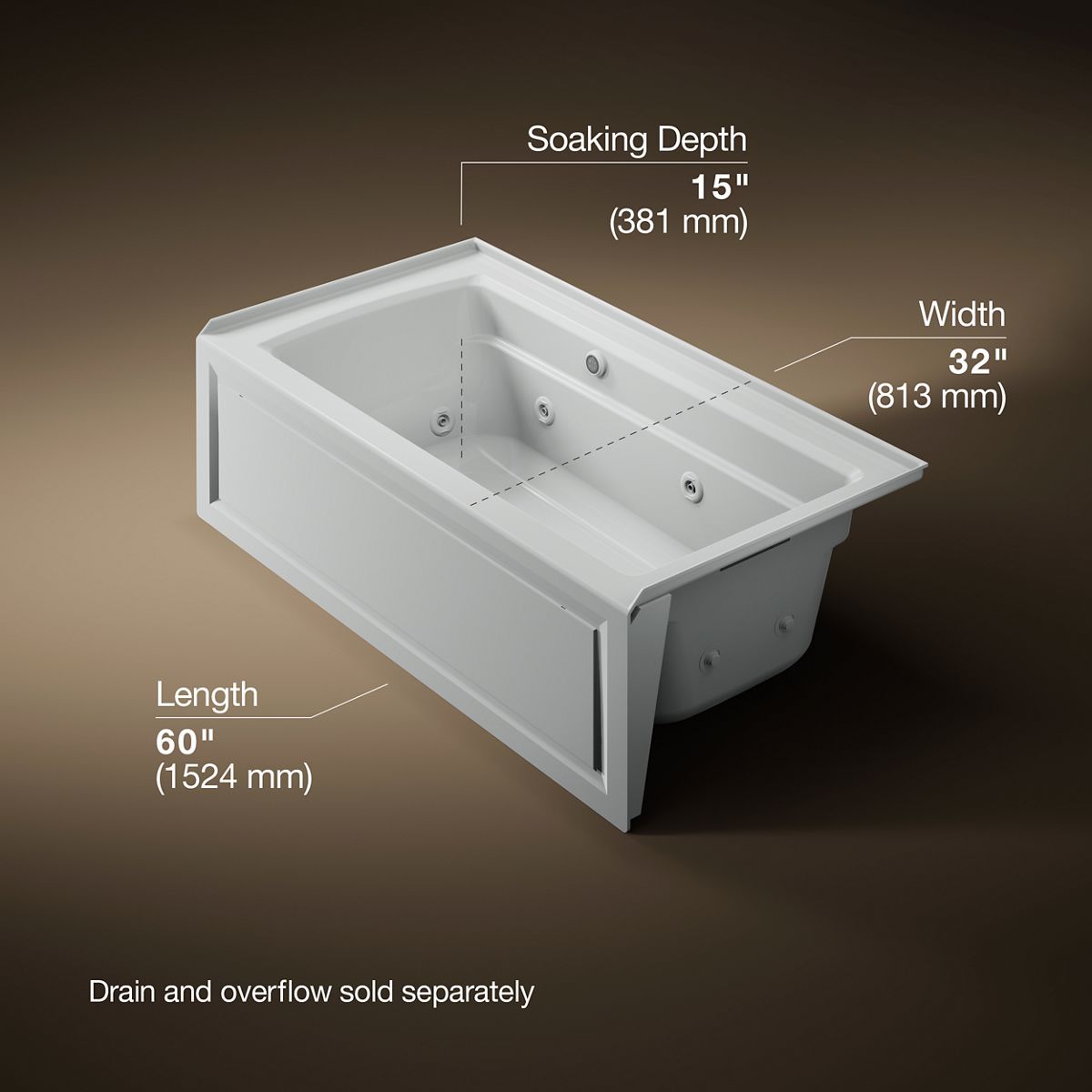 9855-archer-60-x-32-alcove-whirlpool-bath-with-bask-heated-surface-right-drain-18.jpg Archer® 60" x 32" alcove whirlpool bath with Bask® heated surface, right drain