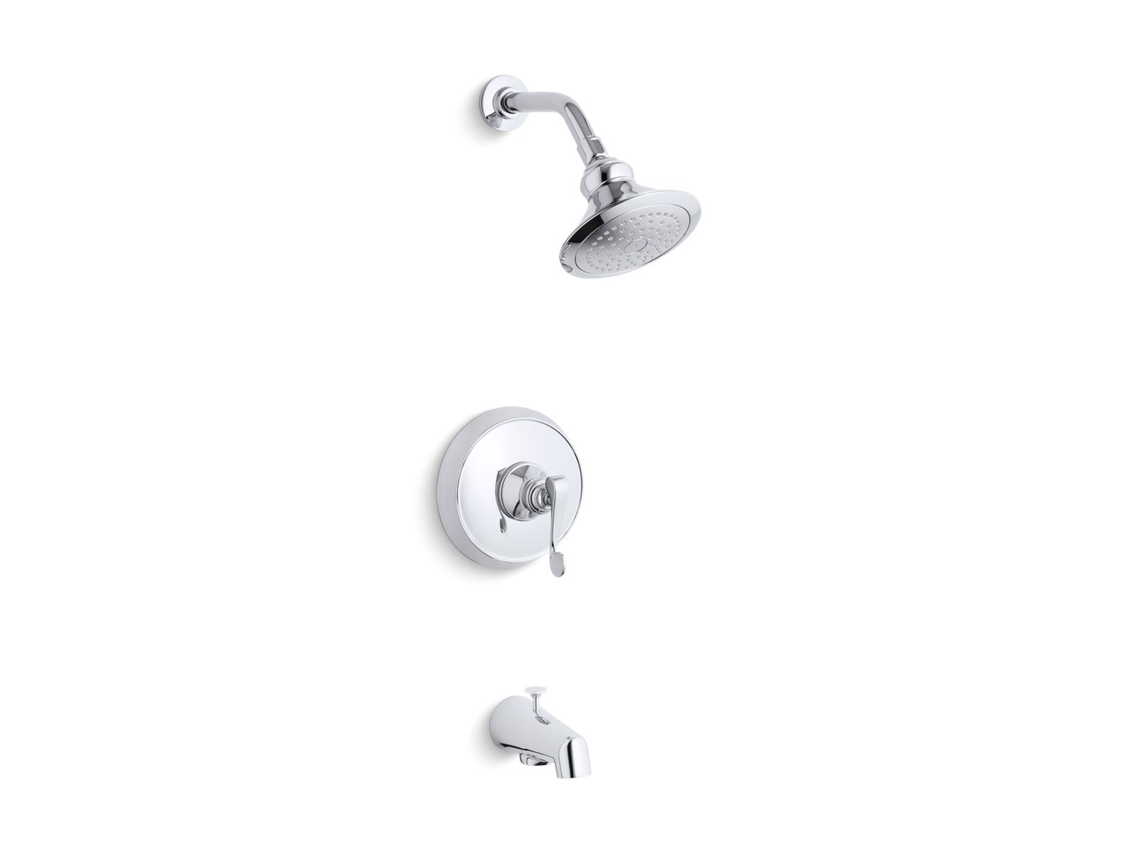 Revival® Rite-Temp® bath and shower valve trim with scroll lever handle, NPT spout and 2.5 gpm showerhead